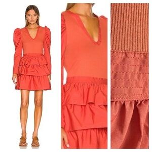Ulla Johnson Amiri Orange Mesa Ruffle Dress XS